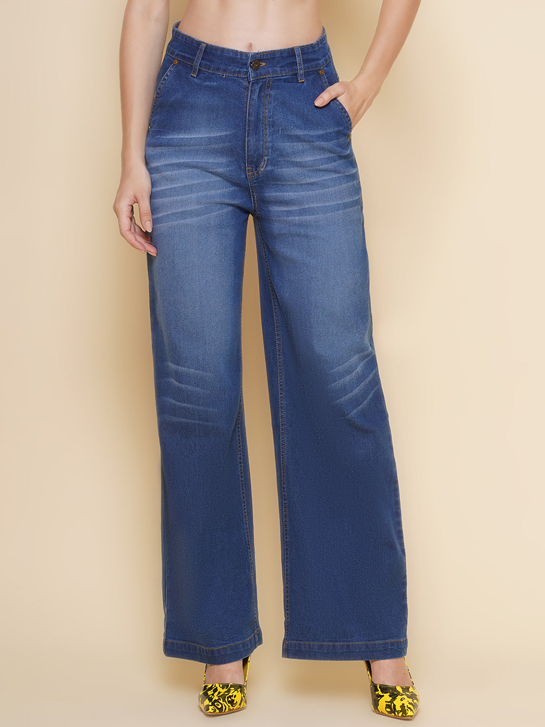 Womens Blue Straight Jeans
