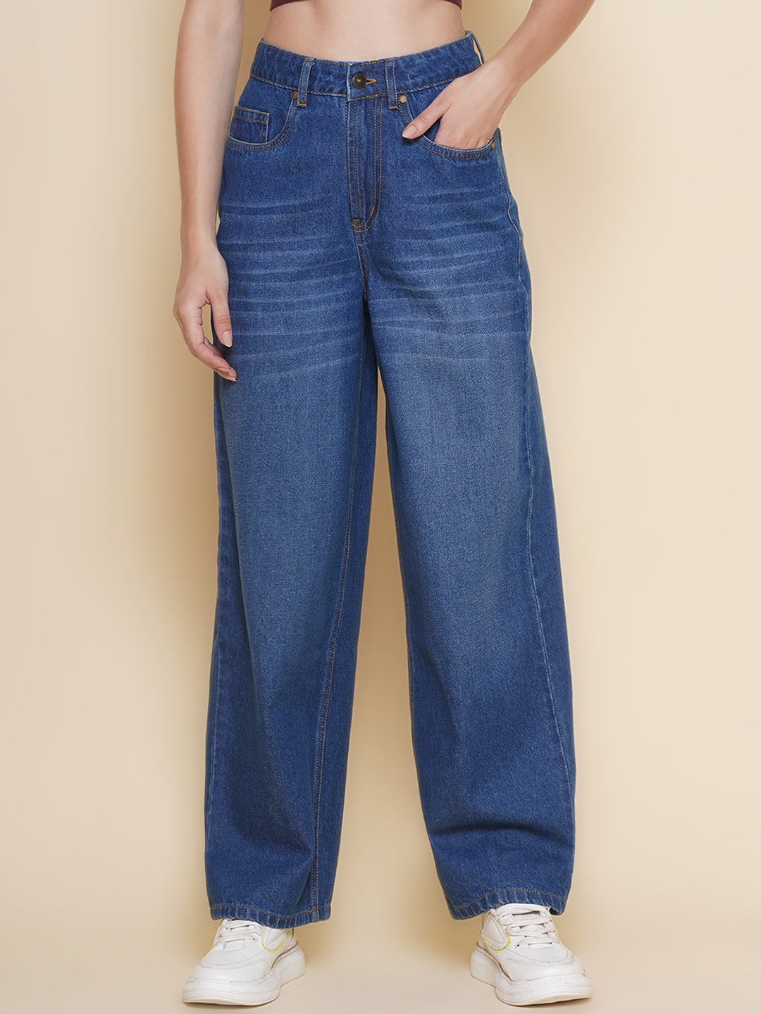 Women Wid Leg Jeans in Blue