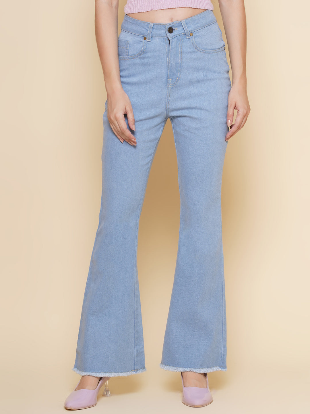 Women Boot Cut Jeans in Light Blue