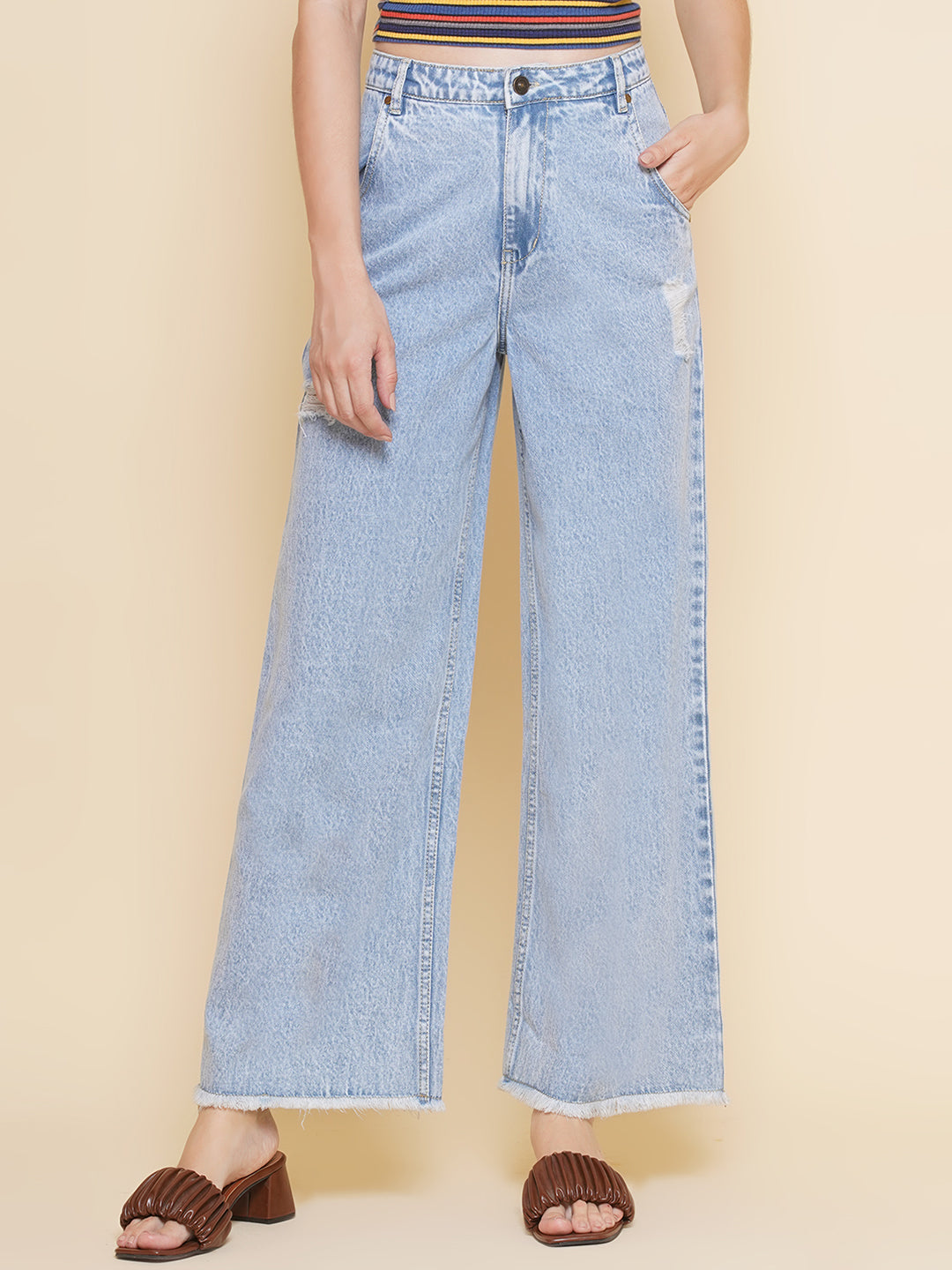 Light Blue Wide Leg Jeans For Women