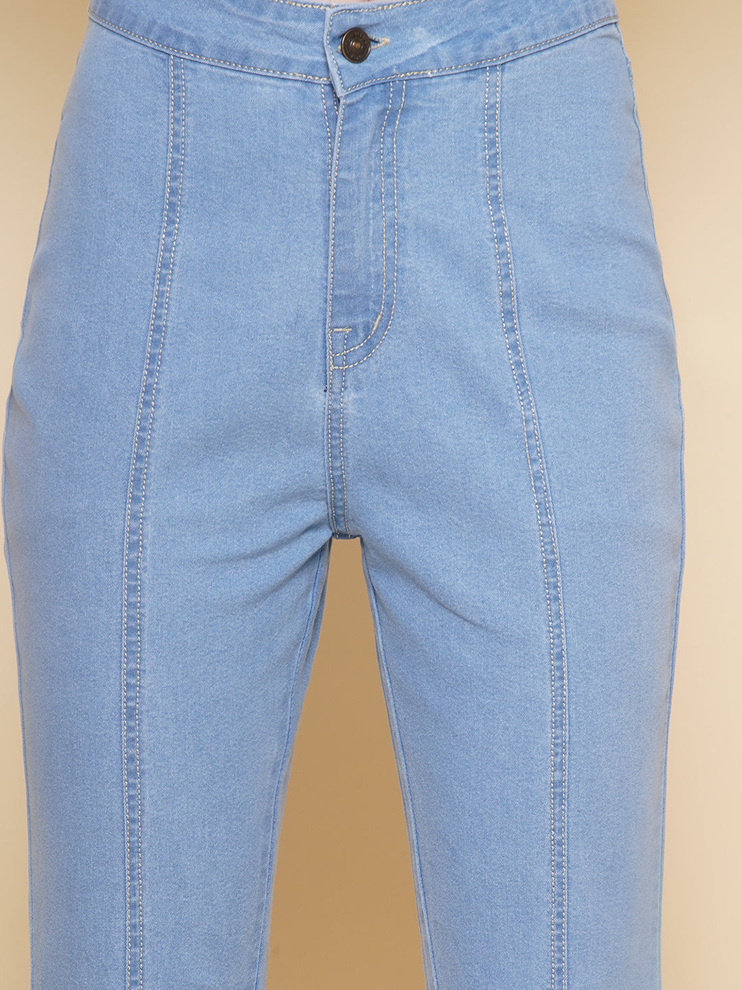 Boot Cut Light Blue High Rise Jeans For Women