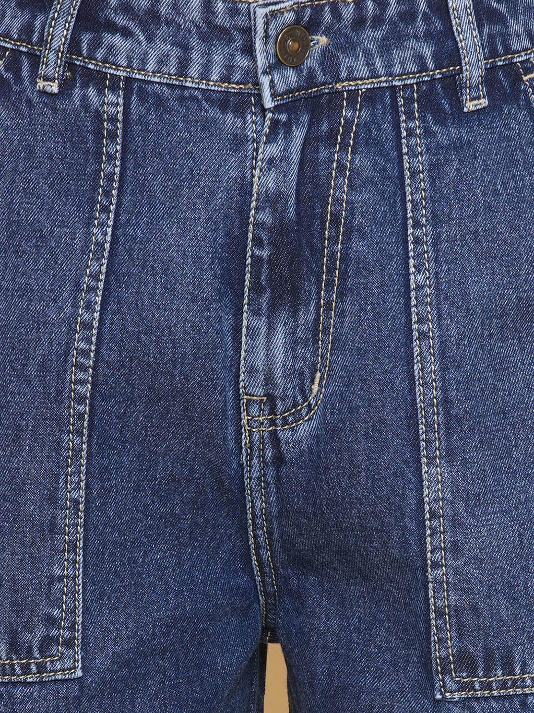 Women High Rise Wide Leg Dark Blue Jeans