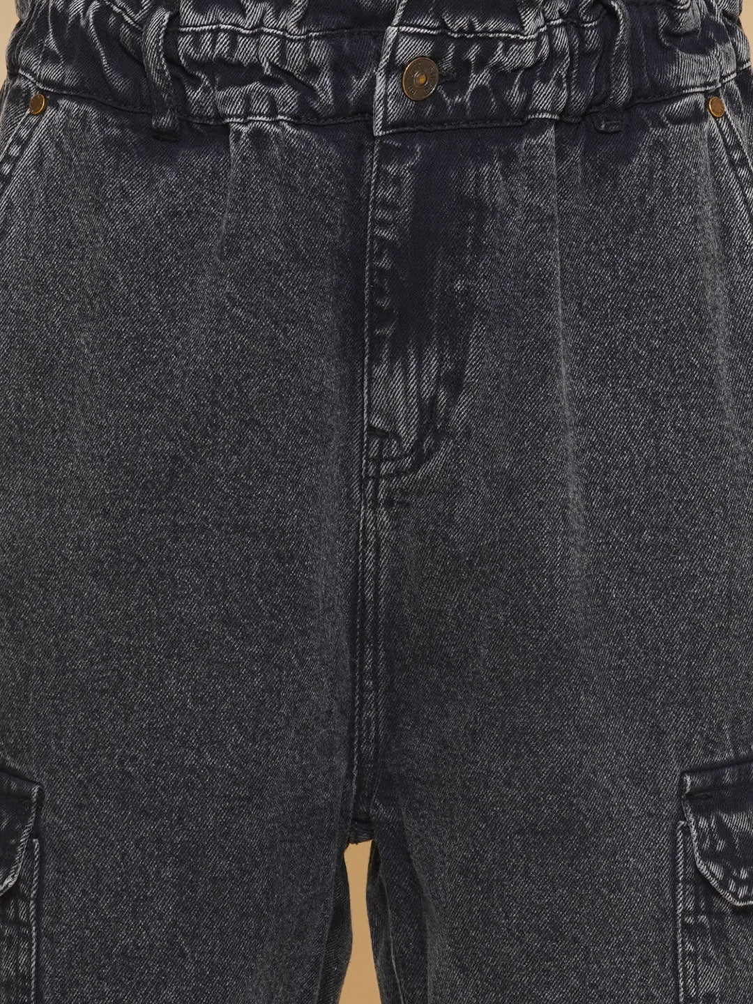 Women Cargo Jeans in Charcoal Grey