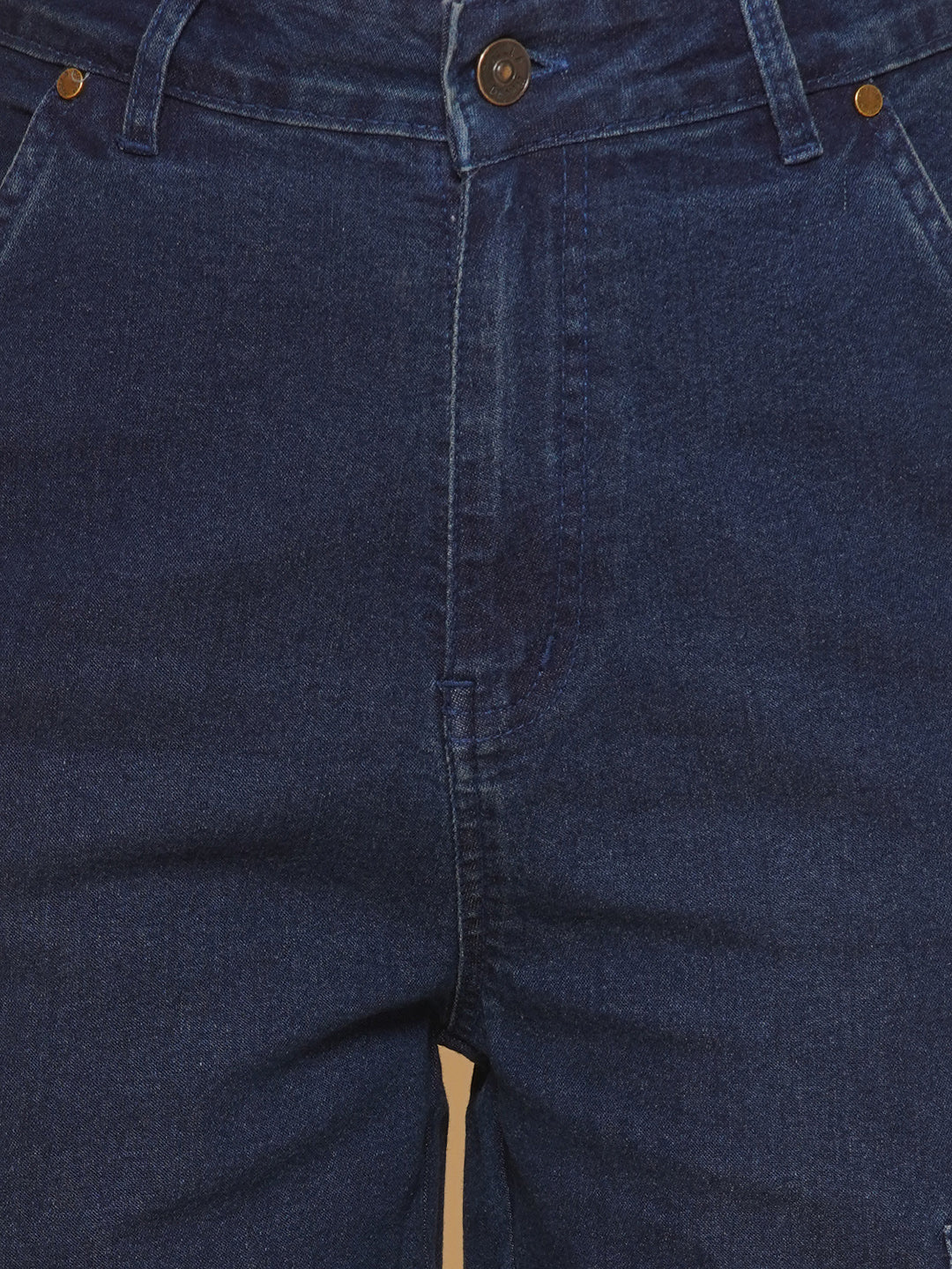 Wide Leg Cargo Women Jeans in Blue