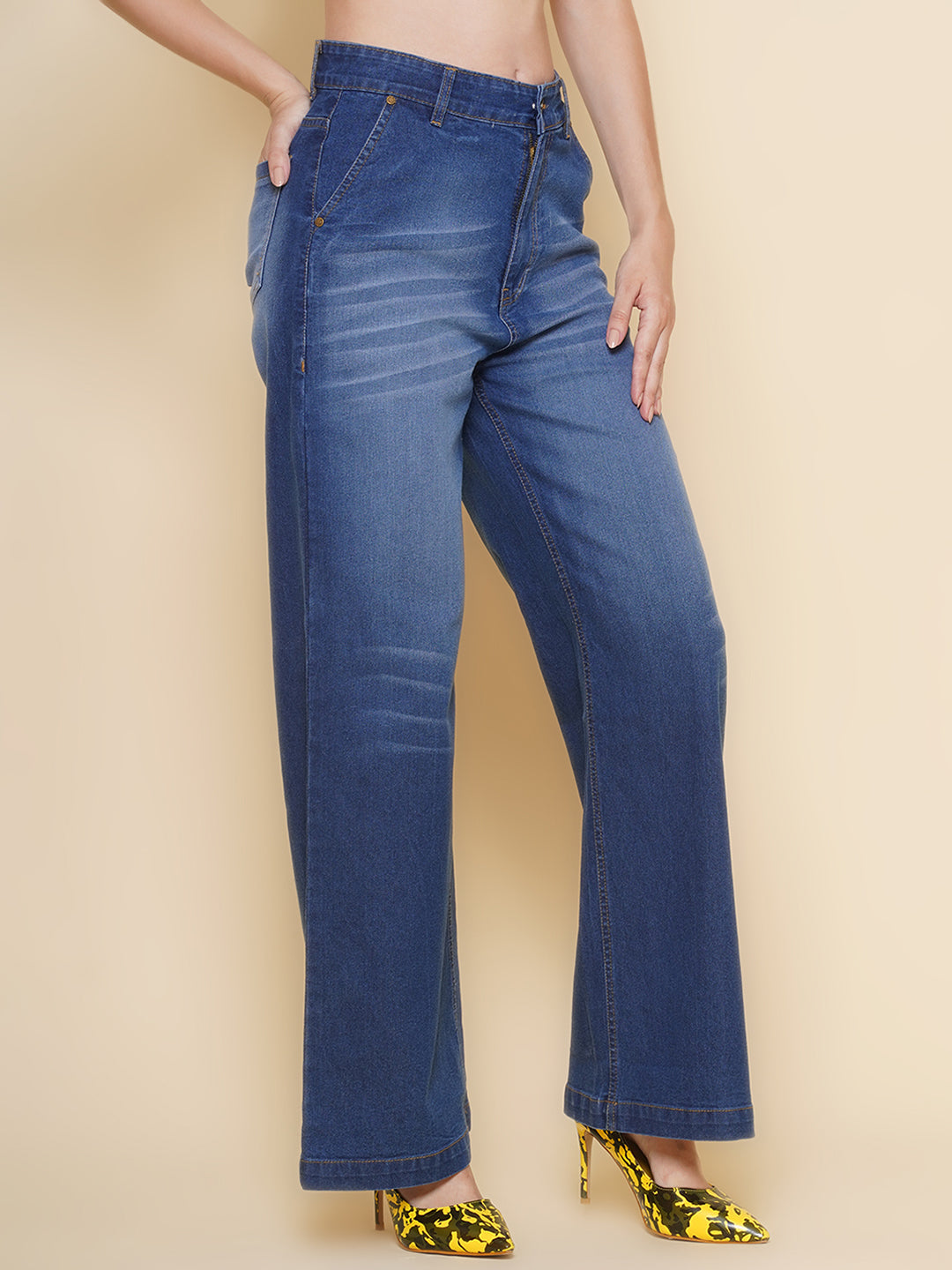 Womens Blue Straight Jeans