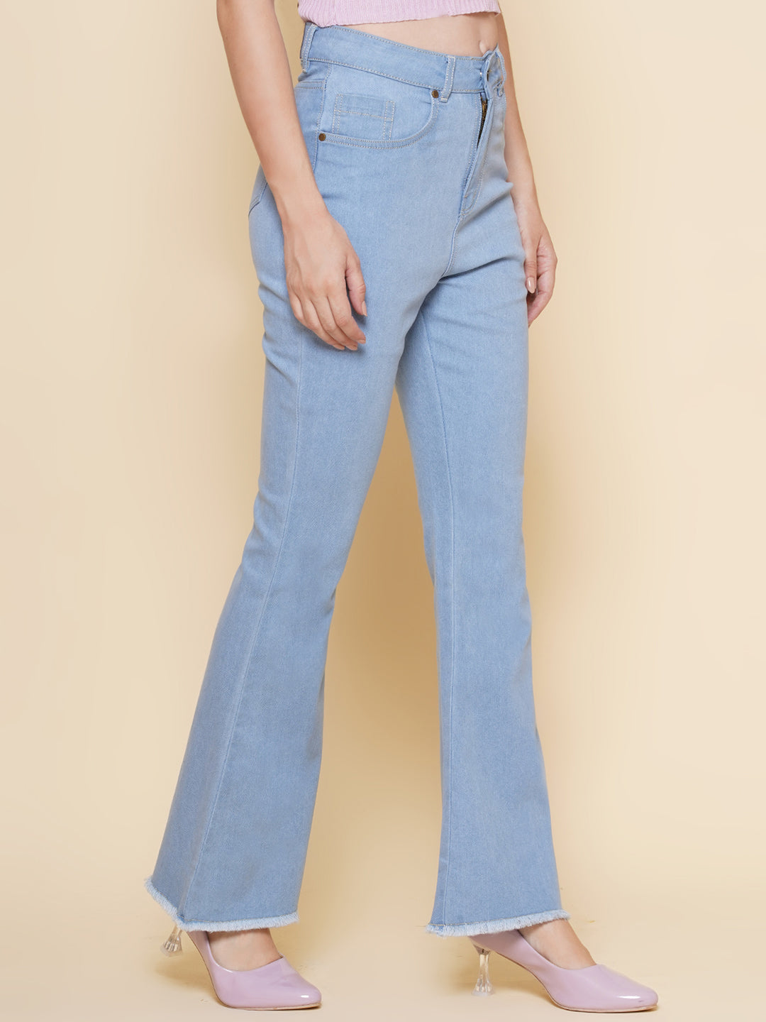 Women Boot Cut Jeans in Light Blue