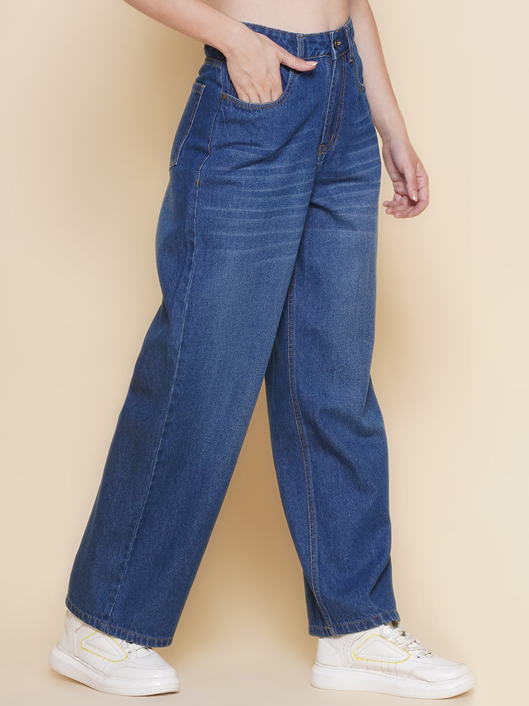 Women Wid Leg Jeans in Blue