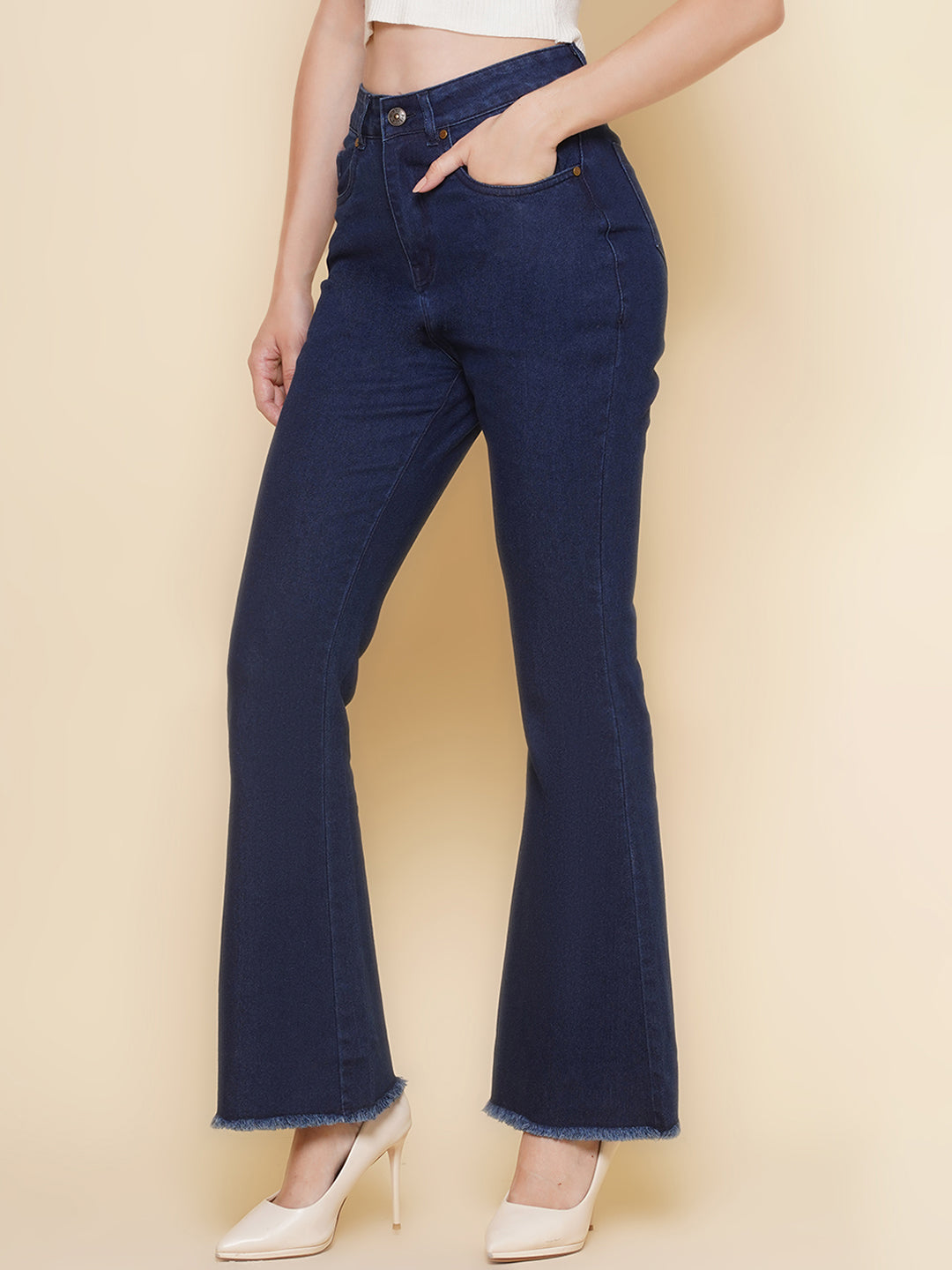 Women Boot Cut Jeans in Blue
