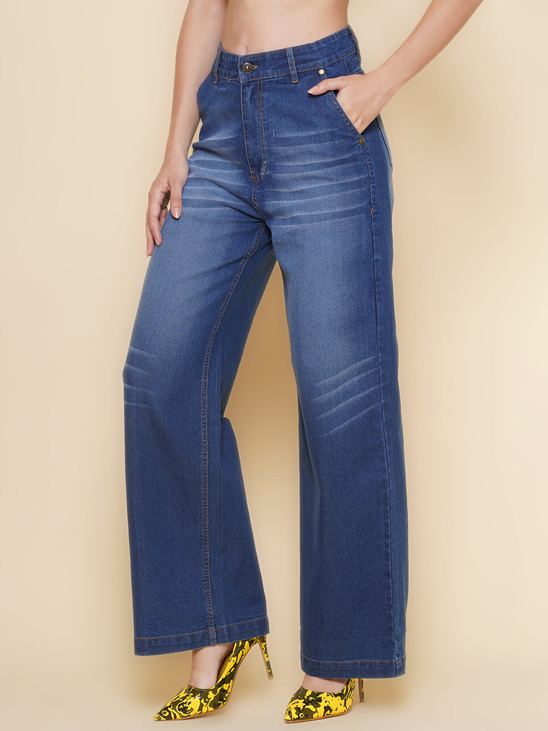 Womens Blue Straight Jeans