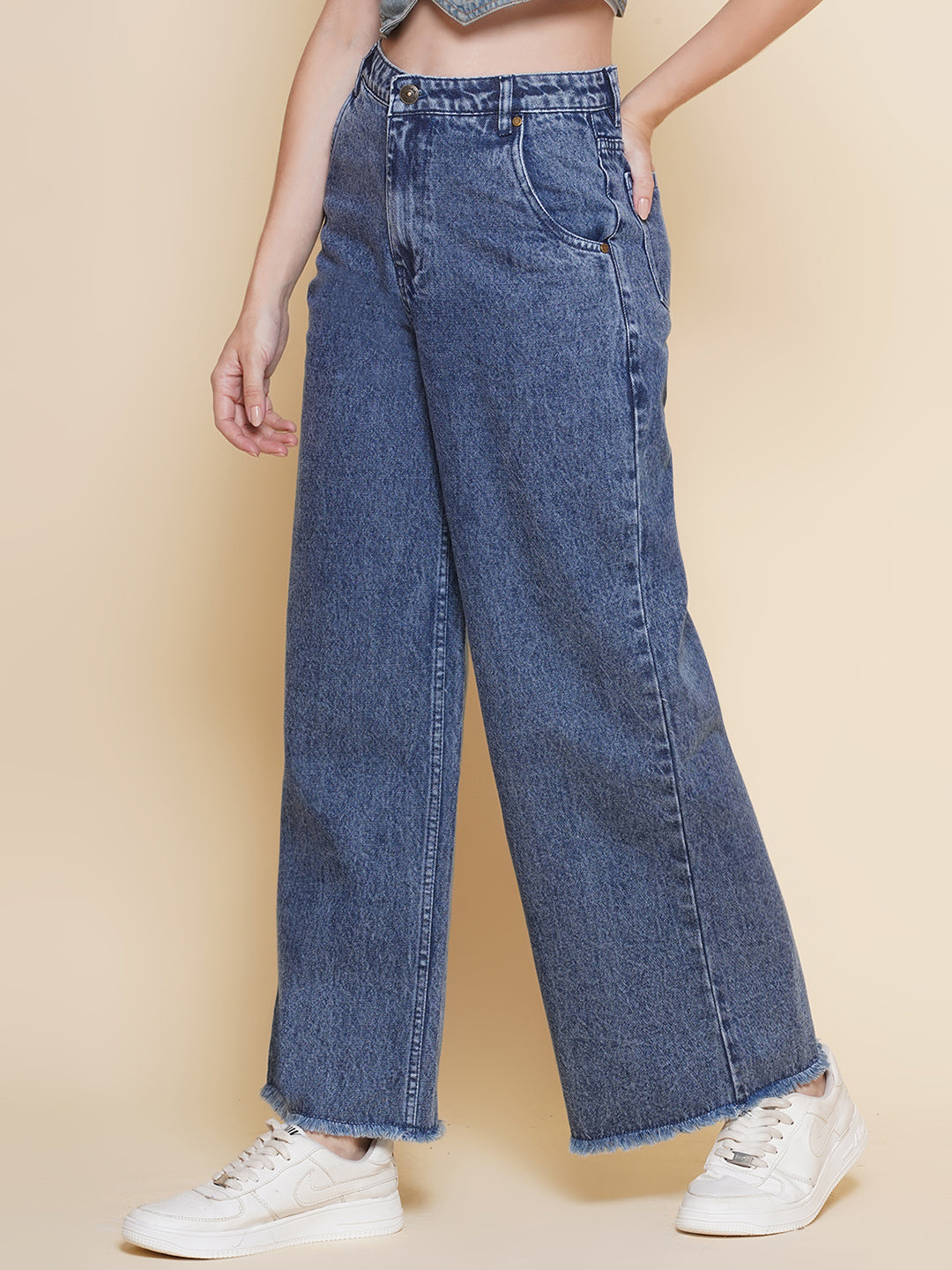 Women Wide Leg Denim In Blue