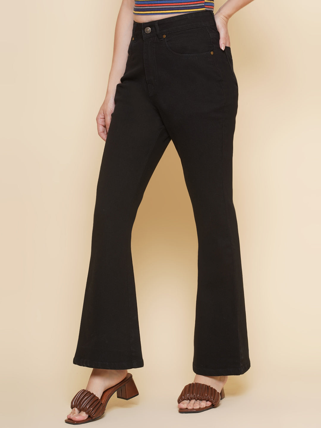 Women Boot Cut Jeans in Black