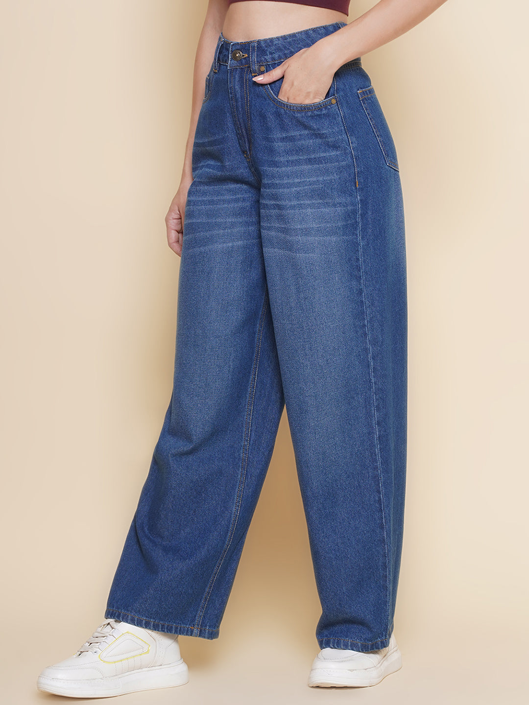 Women Wid Leg Jeans in Blue