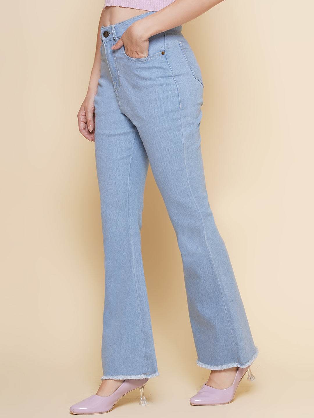 Women Boot Cut Jeans in Light Blue