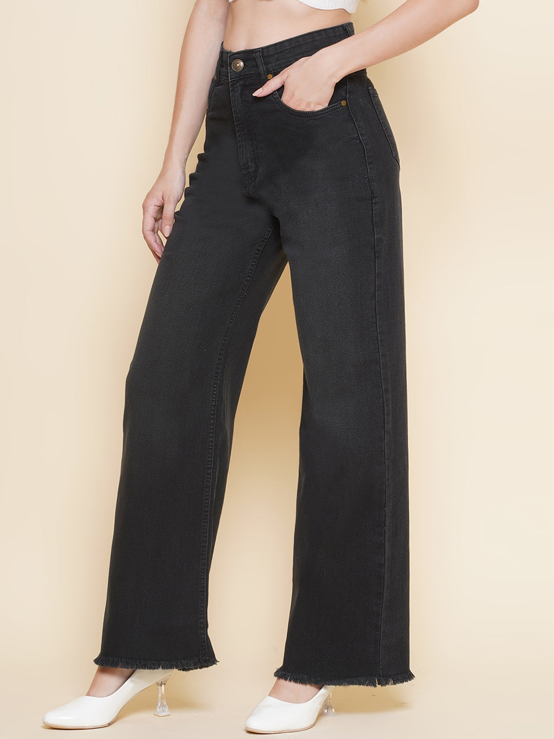 Grey Color Women Regular High Rise Jeans