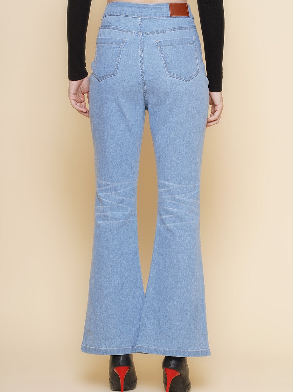 Boot Cut Light Blue High Rise Jeans For Women