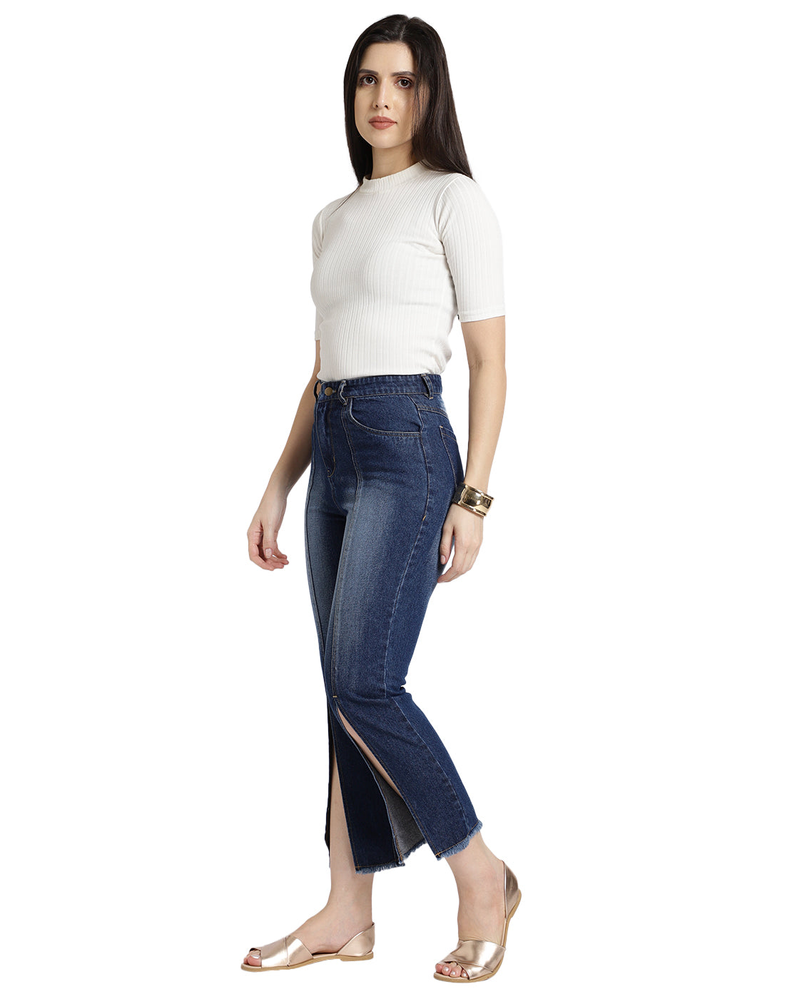 Women Regular High Rise Dark Blue Jeans