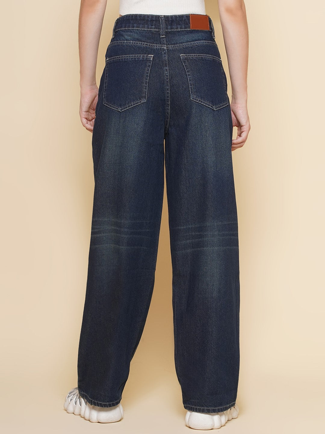 Women Wid Leg Jeans in Dark Blue