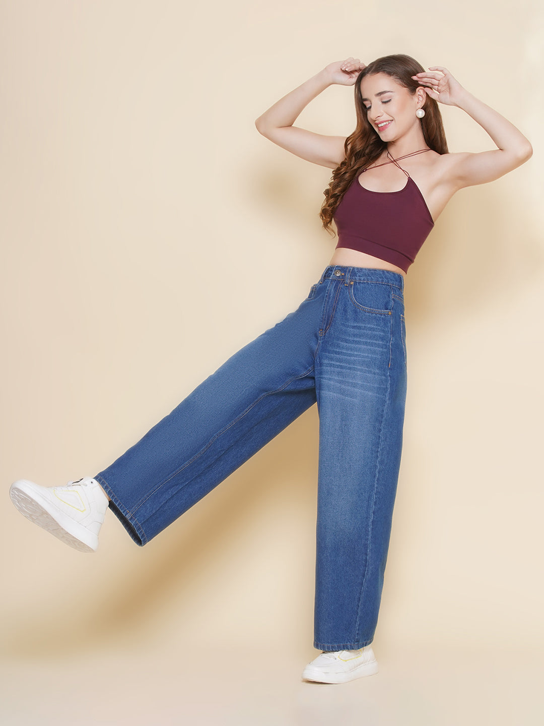 Women Wid Leg Jeans in Blue