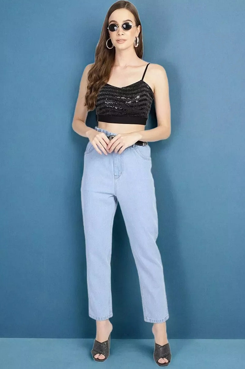 Women Regular High Rise Light Blue Jeans