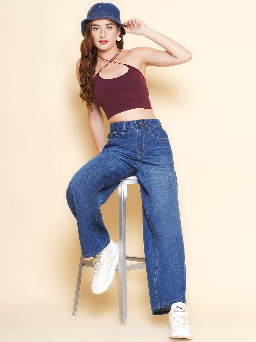 Women Wid Leg Jeans in Blue