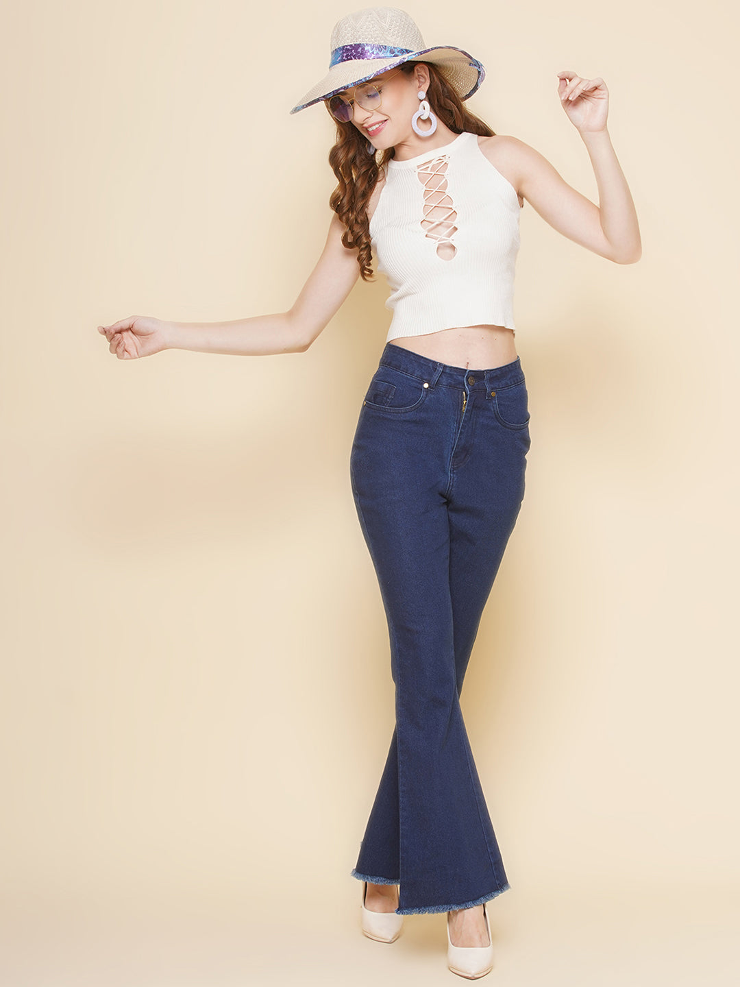 Women Boot Cut Jeans in Blue