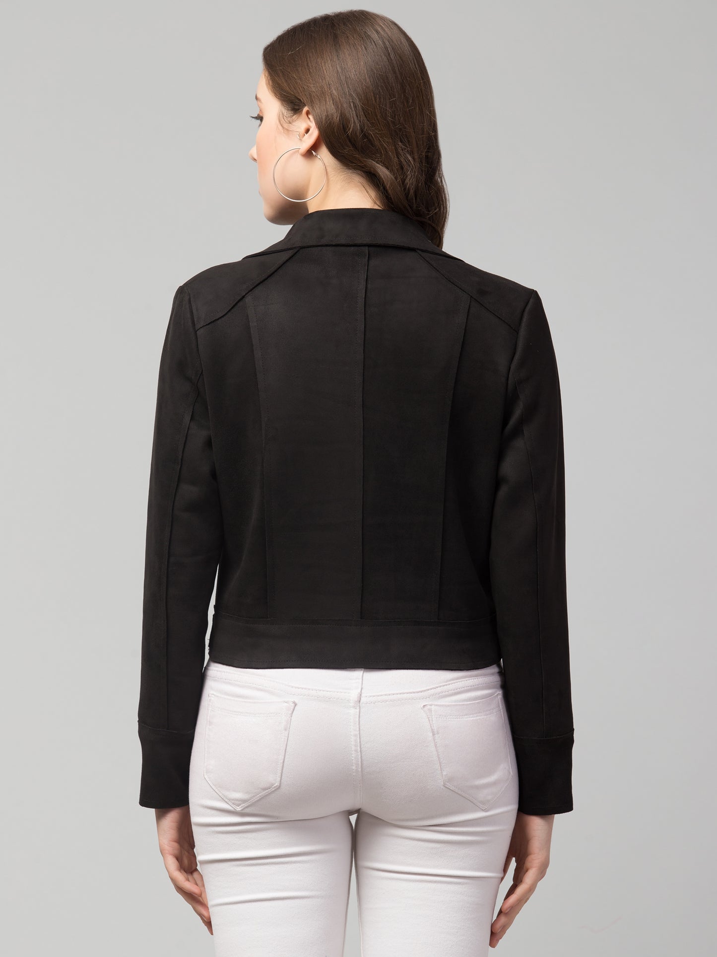 Suede Fabric Girls Jacket with Soft Lining & Fancy Zips