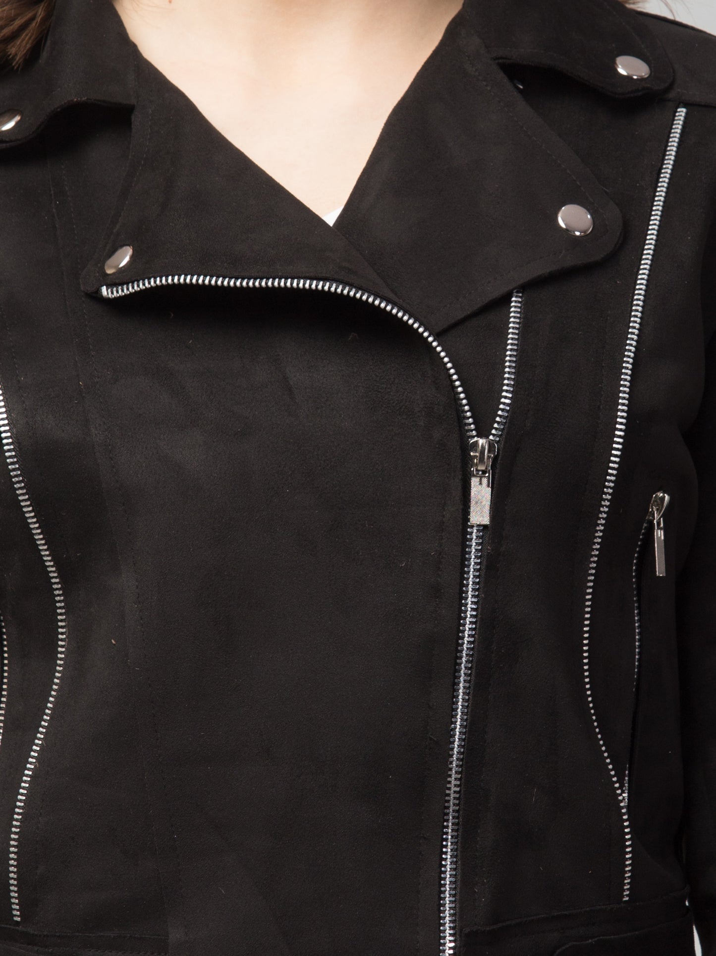 Suede Fabric Girls Jacket with Soft Lining & Fancy Zips