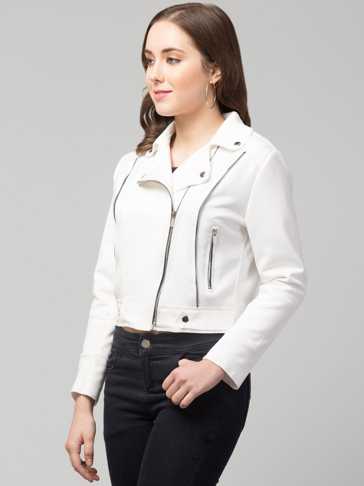 White Girls Suede Fabric Jacket