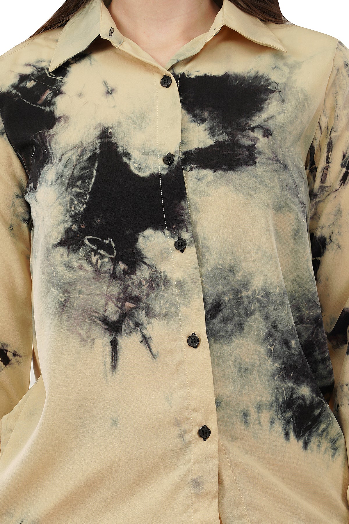 Beige Tie Dye Printed Imported Fabric Cord Set