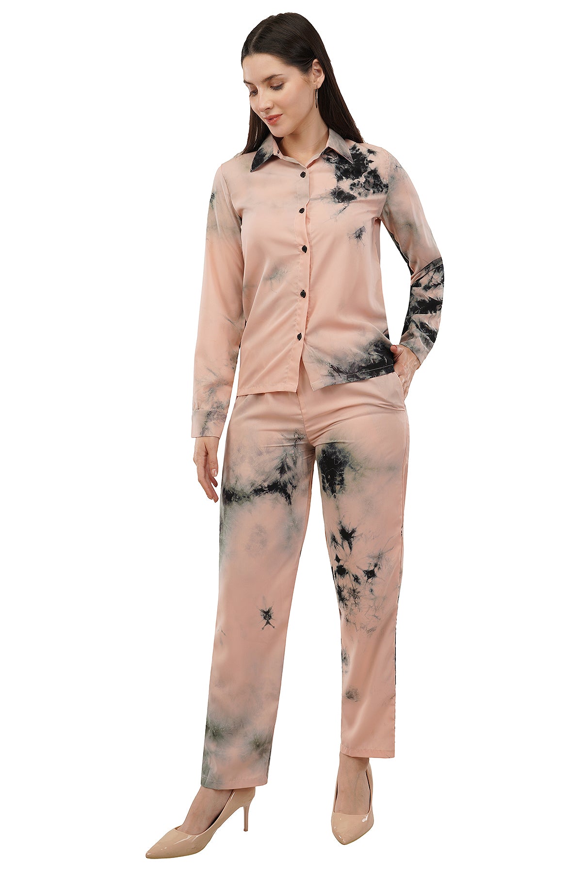 Pink Tie Dye Printed Imported Fabric Cord Set