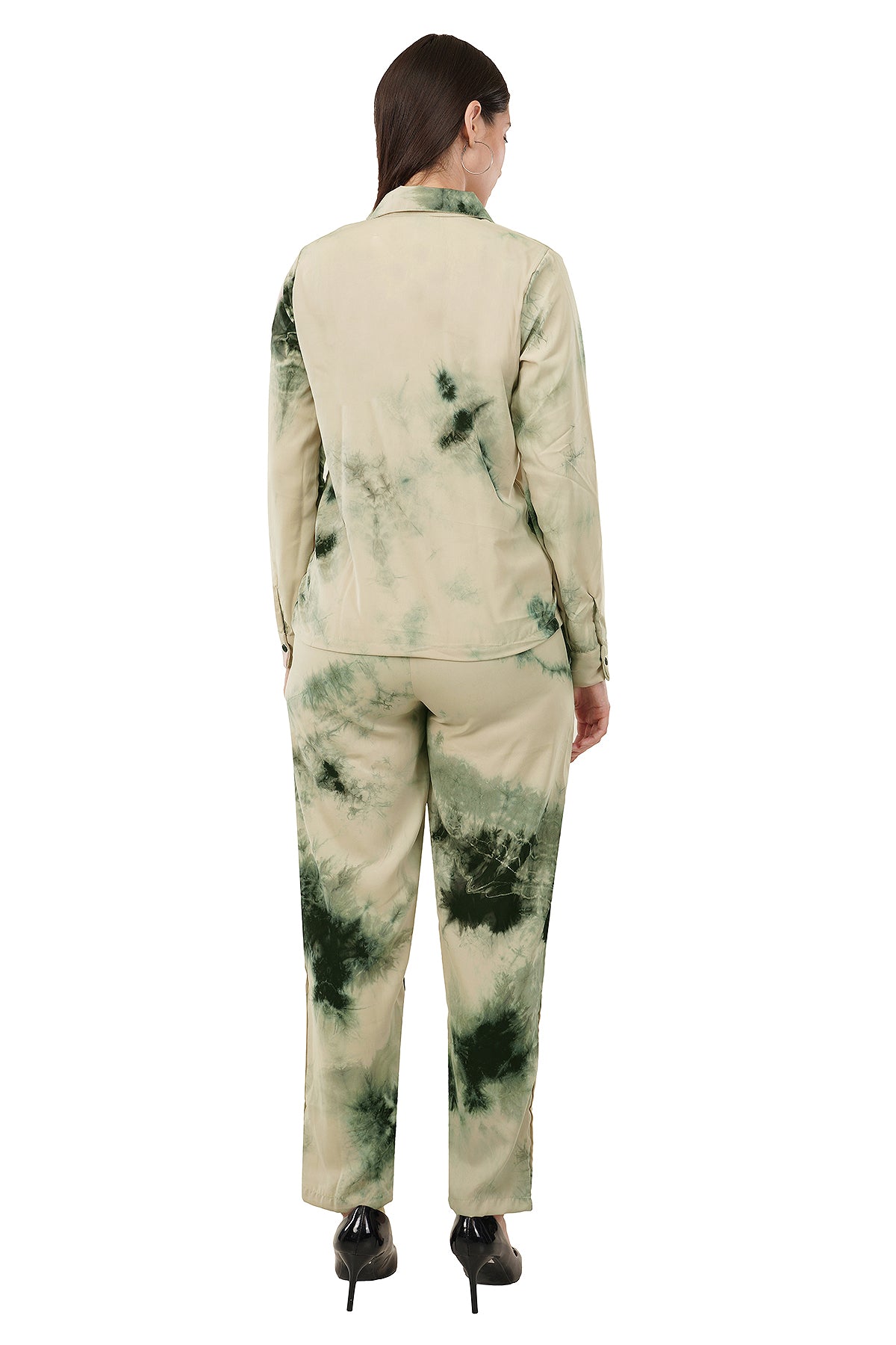 Olive Tie Dye Printed Imported Fabric Cord Set