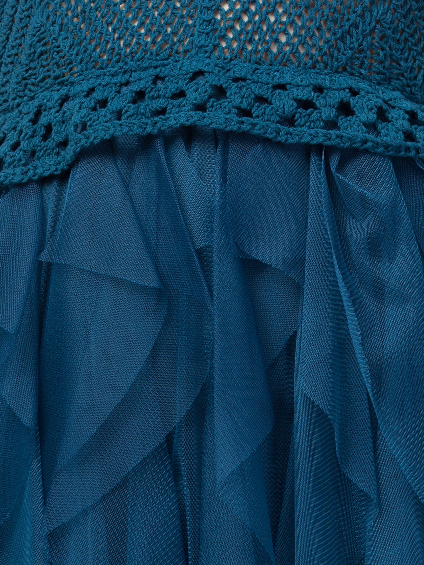 Blue A-Line Crosia and Net Party Wear Dress