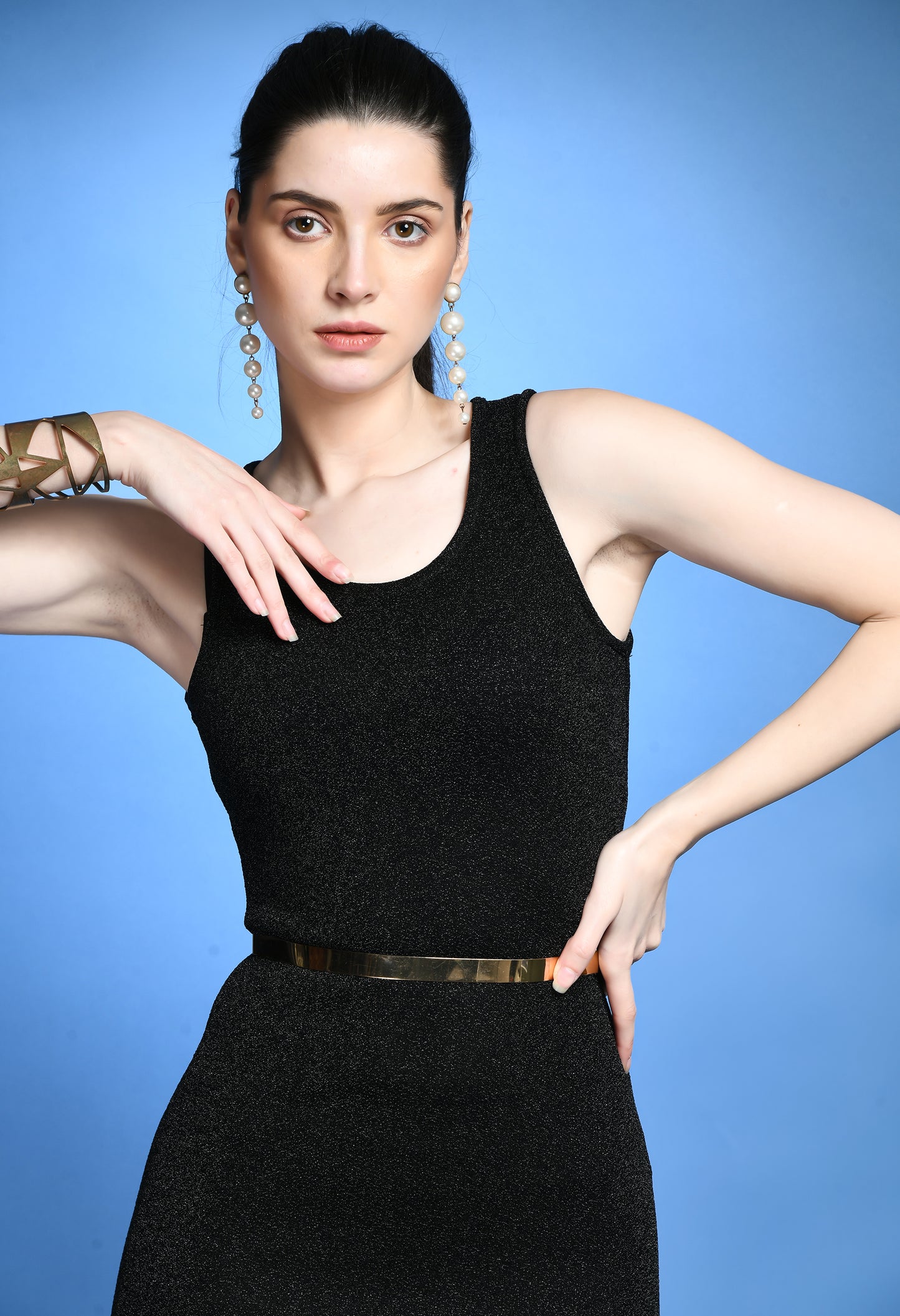 Black Bodycone Glitter Dress