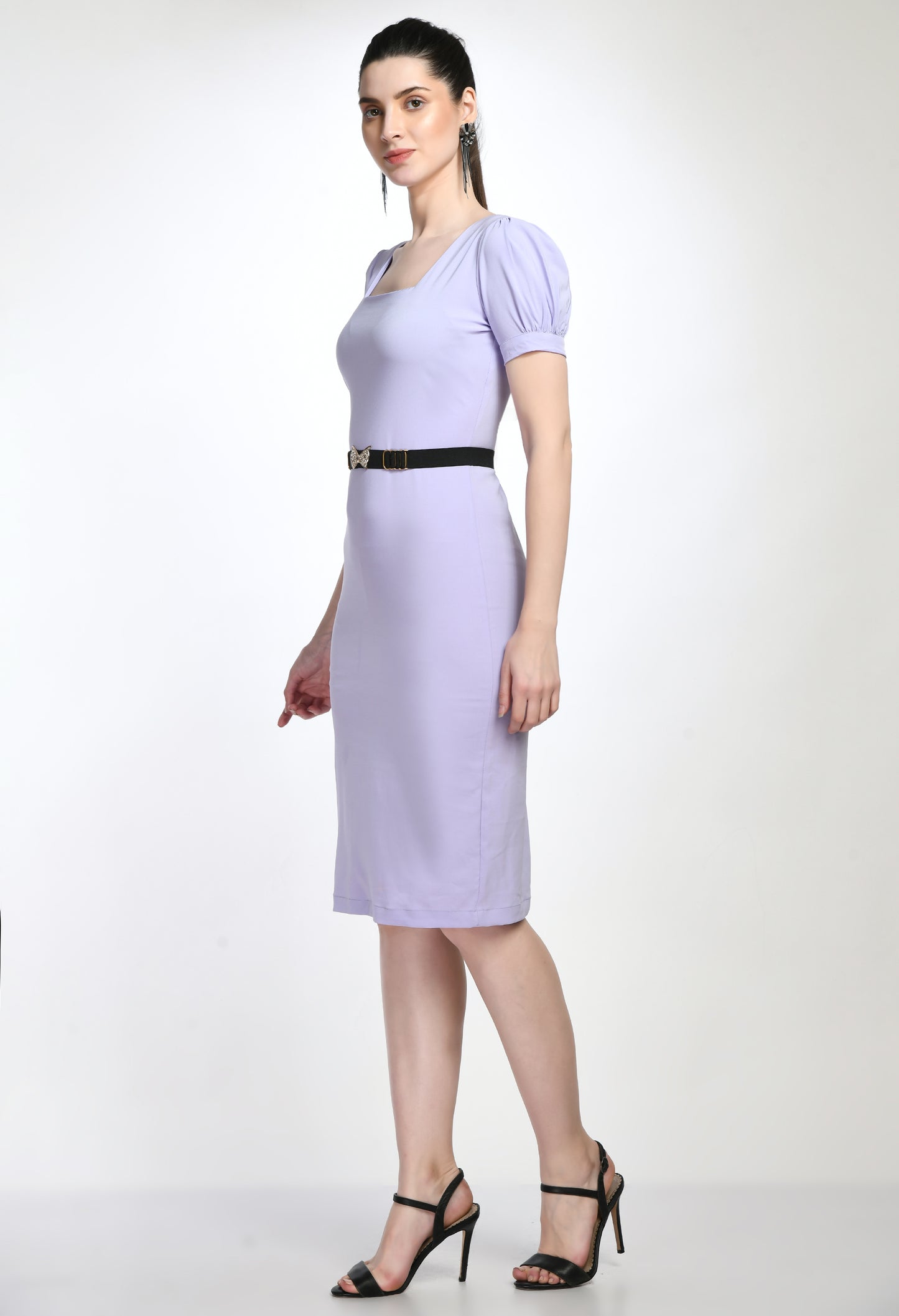 Lavender Bodycone Cotton Spandex Girls Dress with Belt