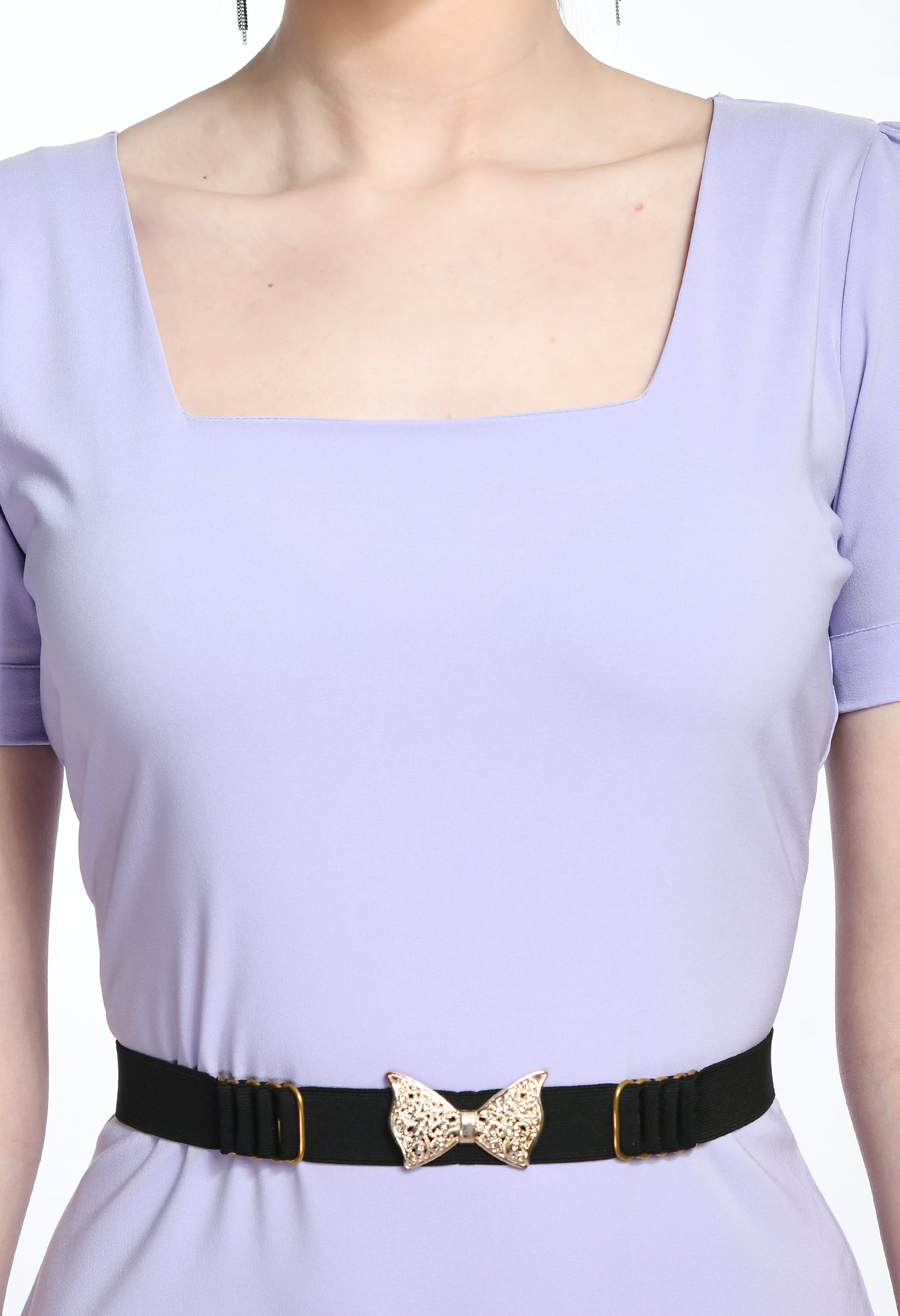 Lavender Bodycone Cotton Spandex Girls Dress with Belt