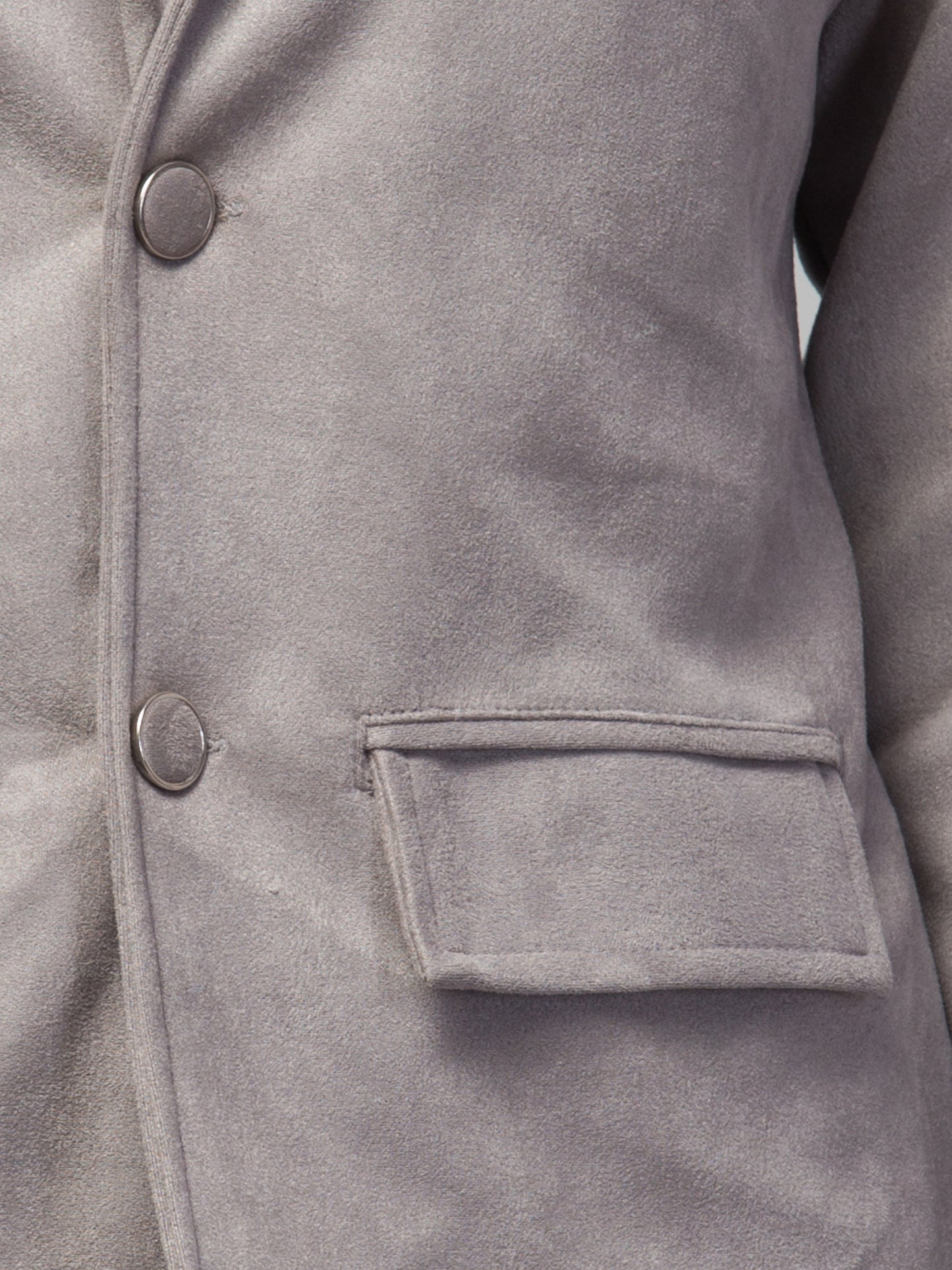 Grey Suede Fabric Girls Blazer