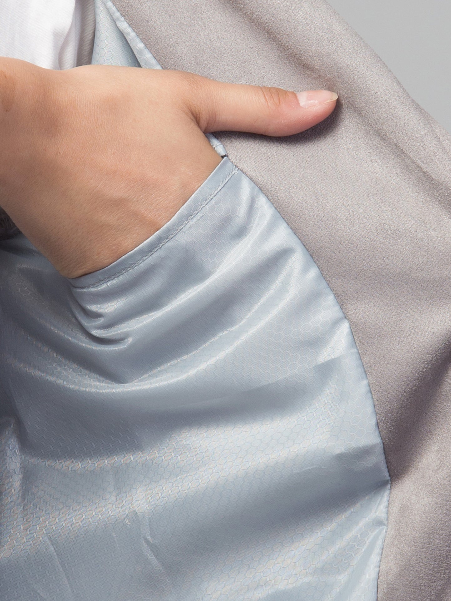 Grey Suede Fabric Girls Blazer