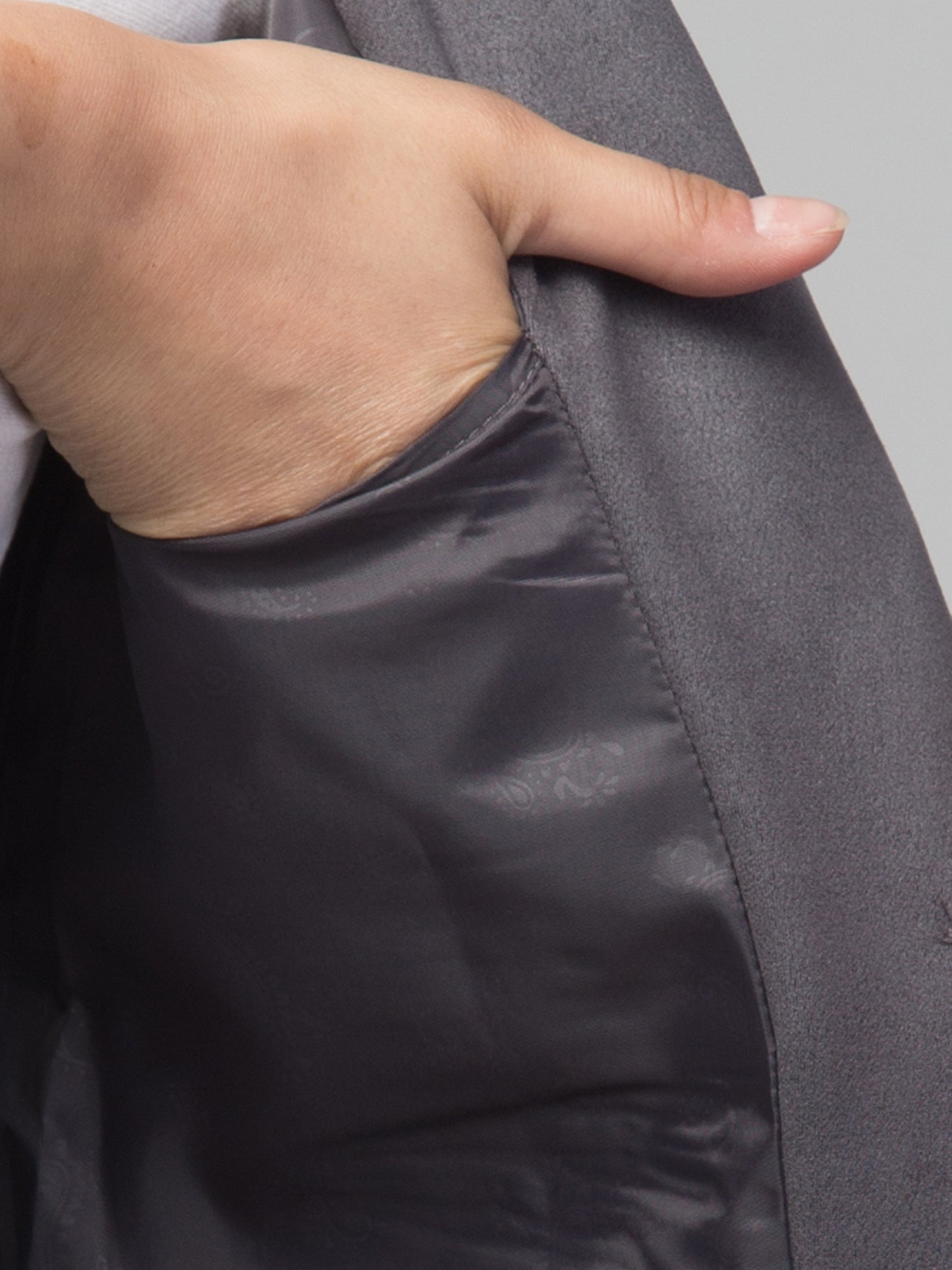 Dark Grey Color Suede Fabric Girls Blazer