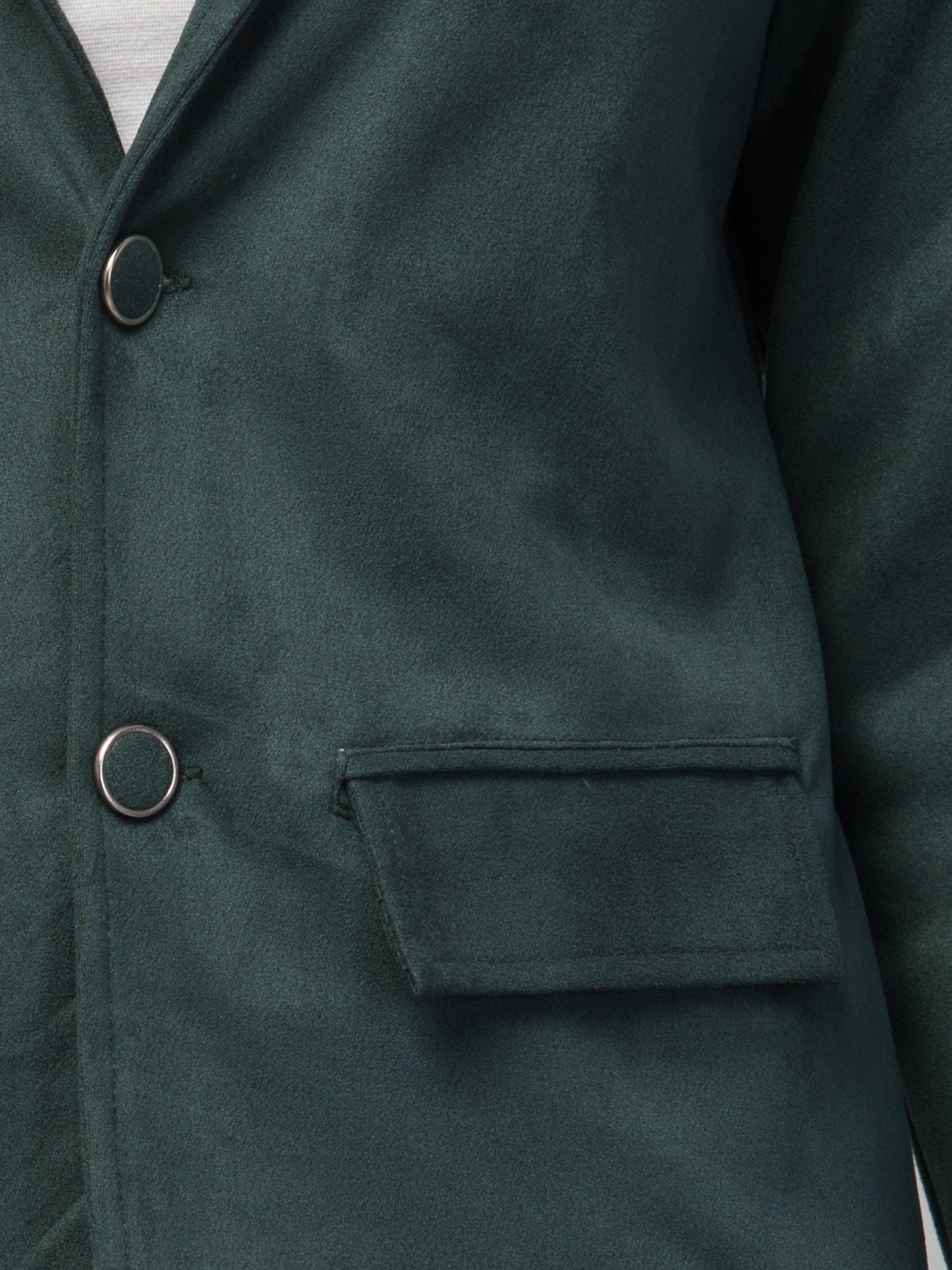 Bottle Green Color Suede Fabric Girls Blazer