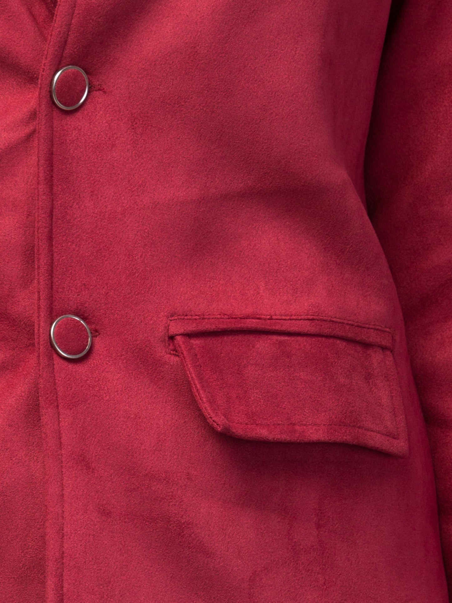 Red Color Suede Fabric Girls Blazer