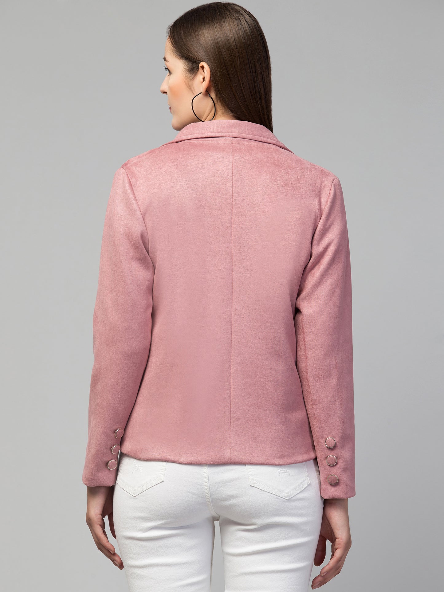 Pink Suede Fabric Girls Blazer