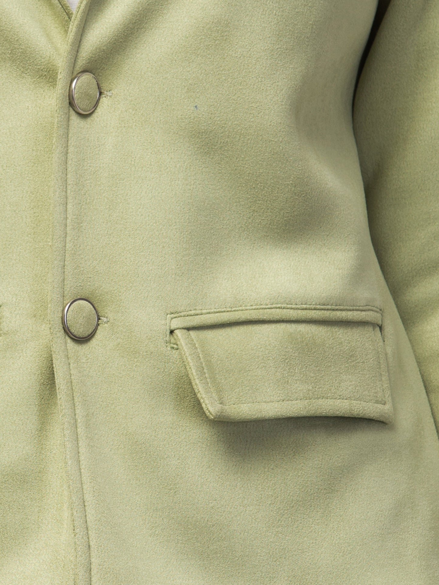 Light Green Color Suede Fabric Girls Blazer