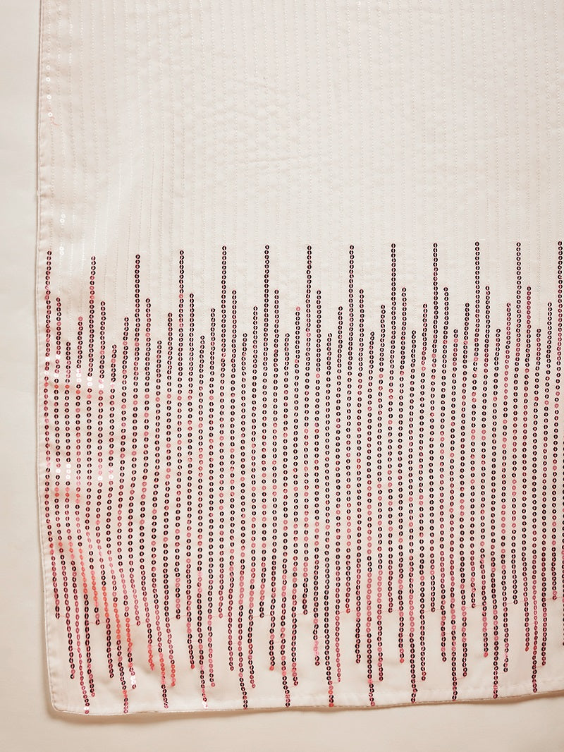 Designer White Georgette Sequence Embroidered Saree