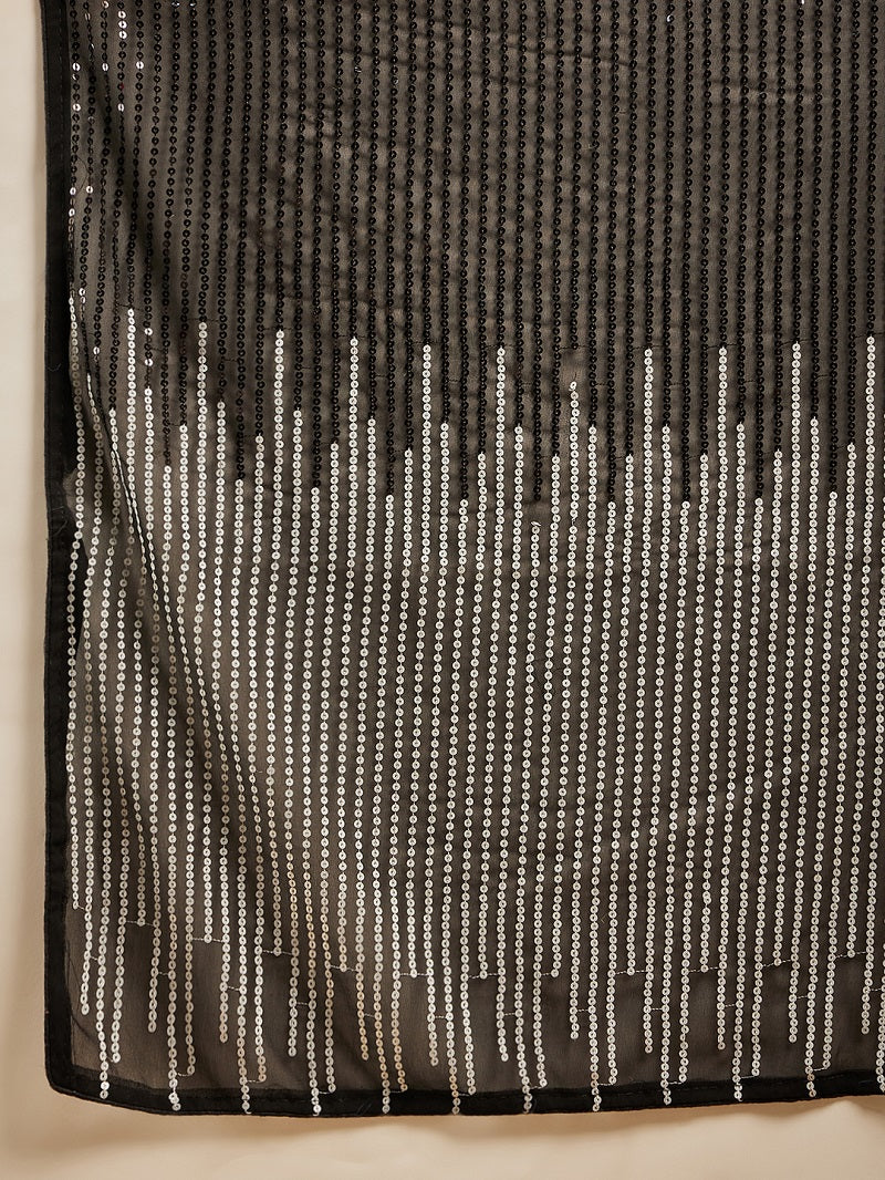 Designer Black Georgette Sequence Embroidered Saree