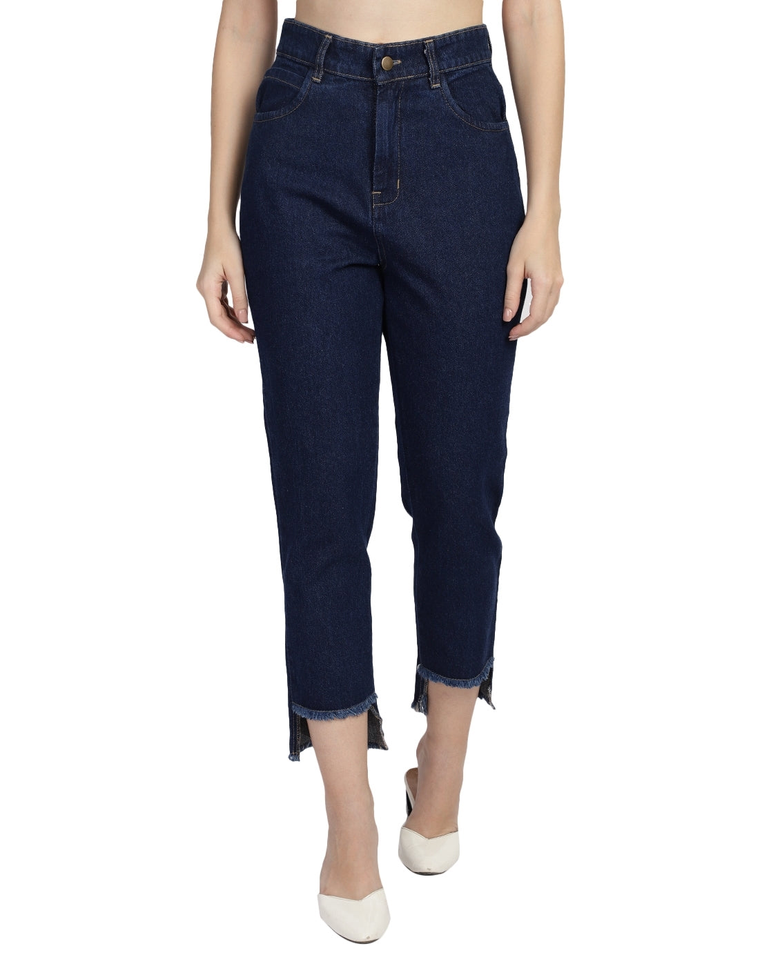 Women Regular High Rise Dark Blue Jeans