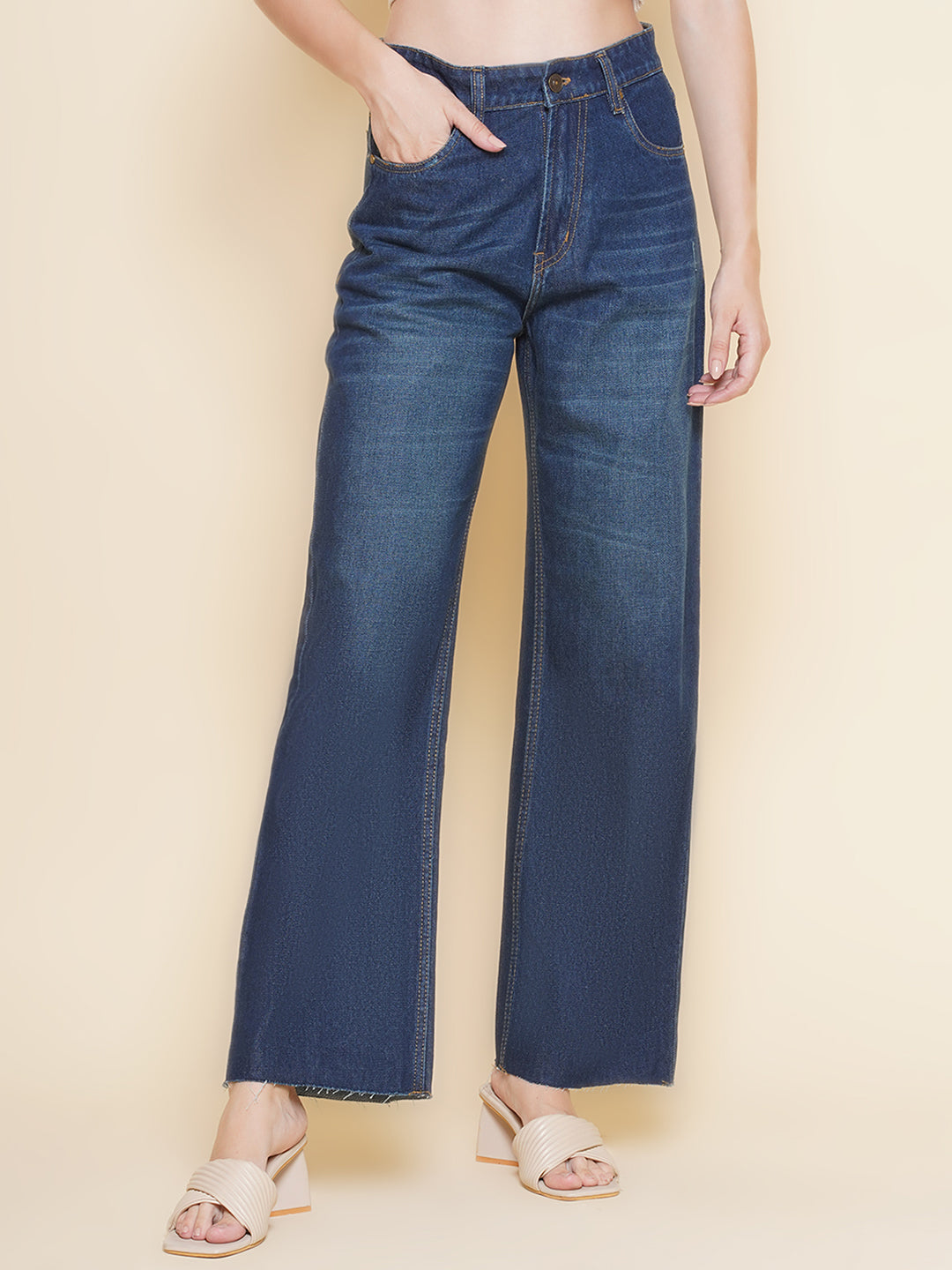 Women Wide Leg Jeans In Blue