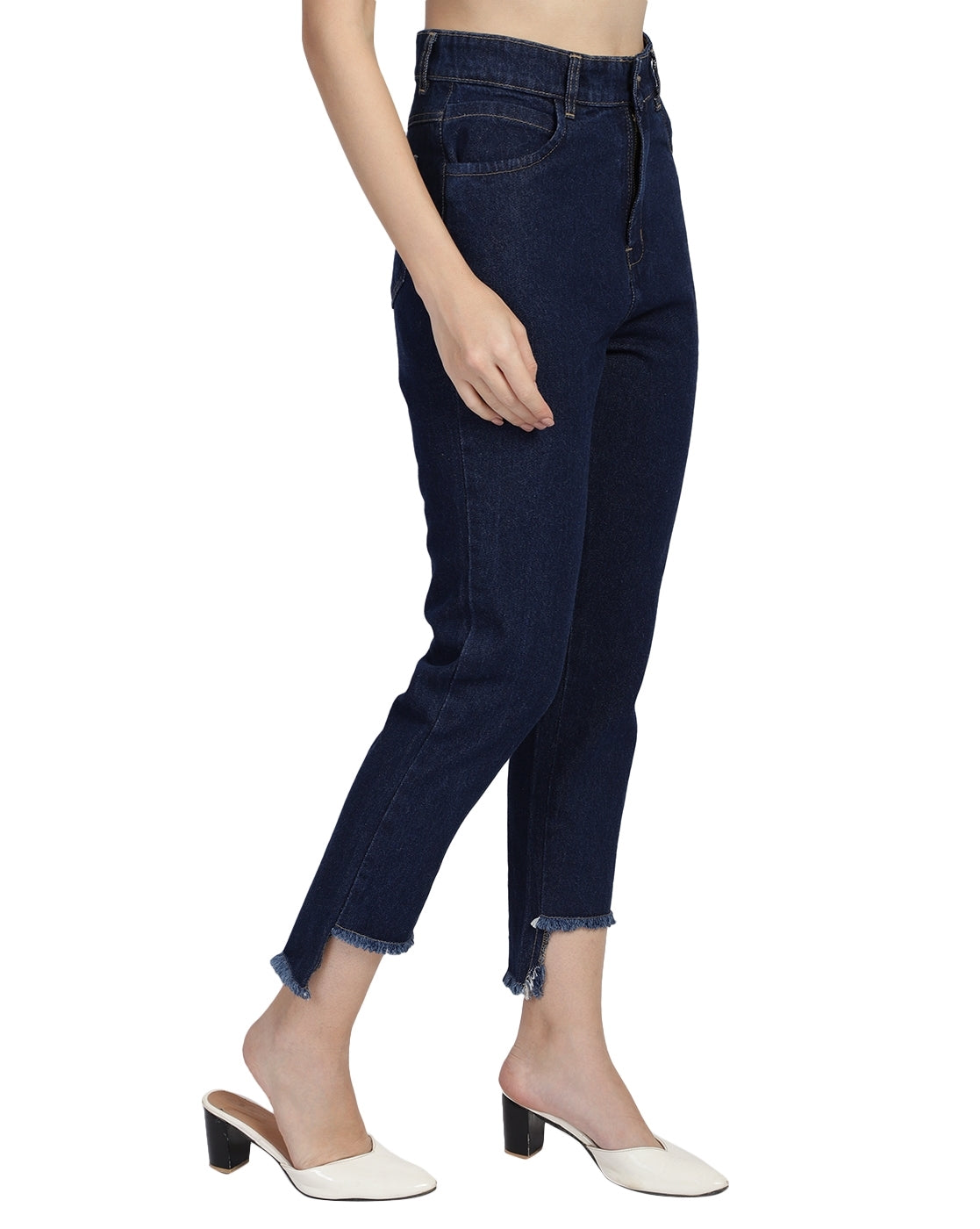 Women Regular High Rise Dark Blue Jeans