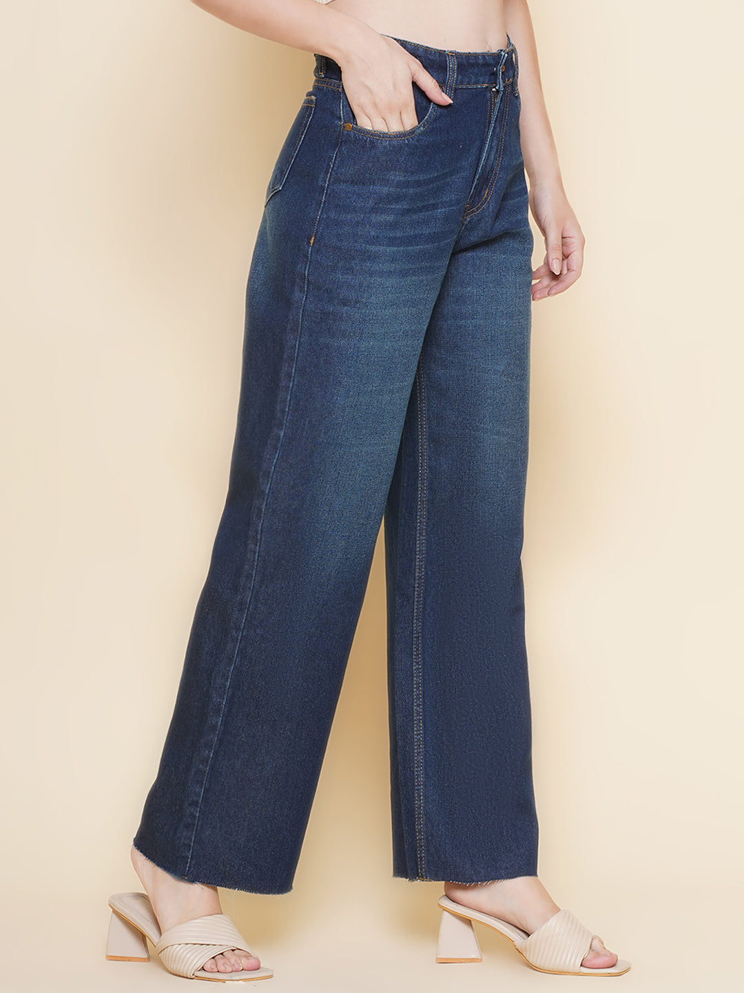 Women Wide Leg Jeans In Blue