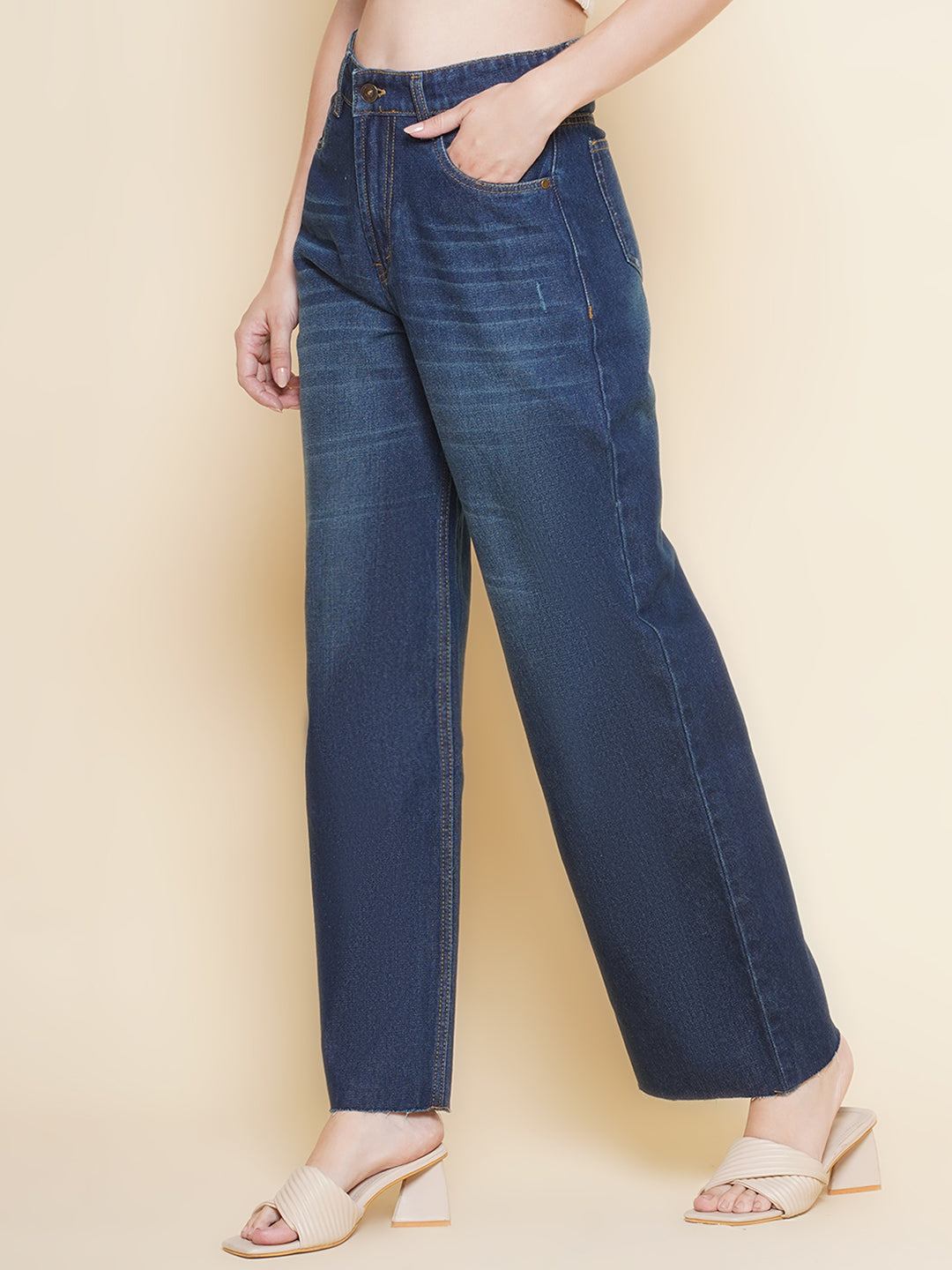 Women Wide Leg Jeans In Blue
