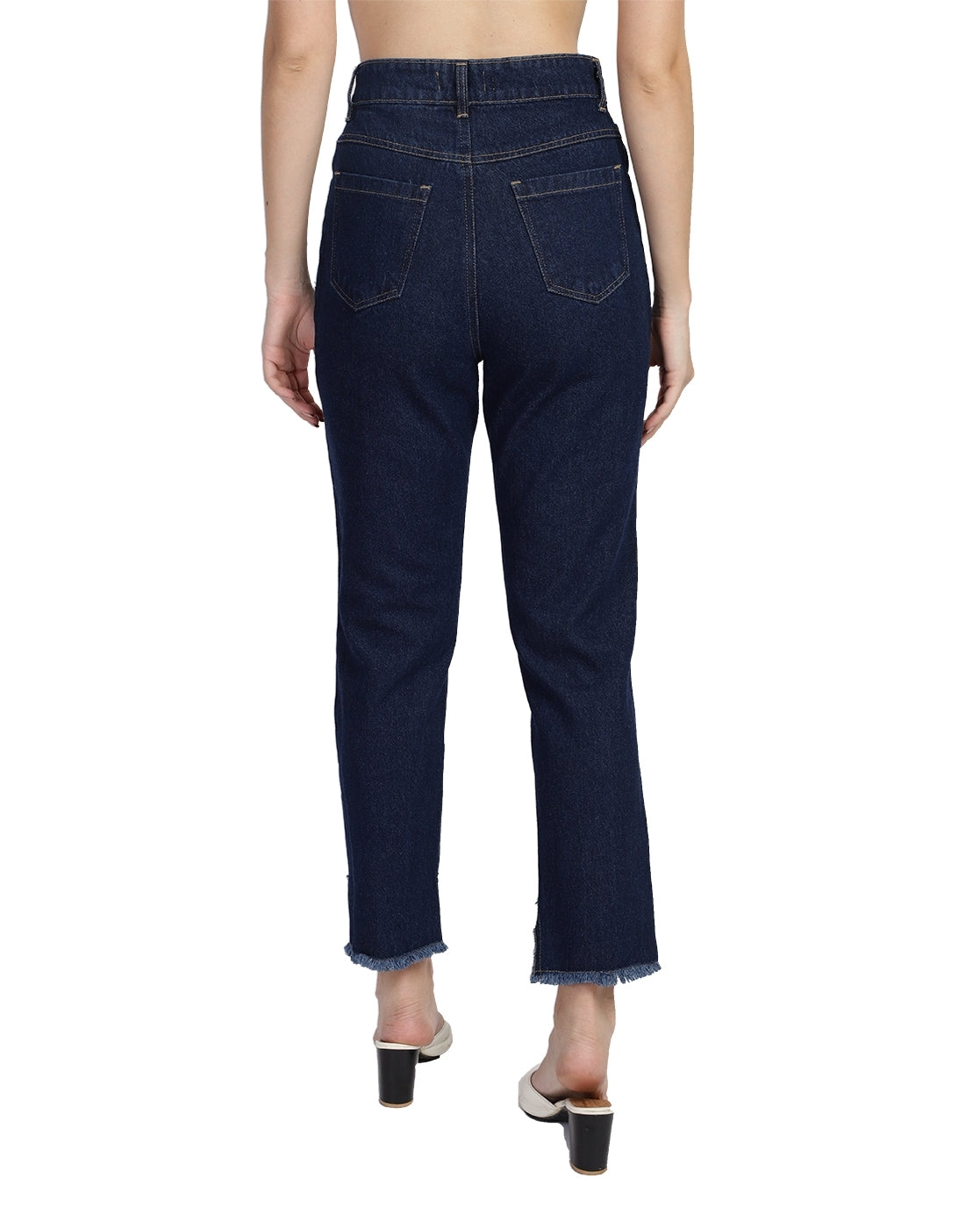Women Regular High Rise Dark Blue Jeans